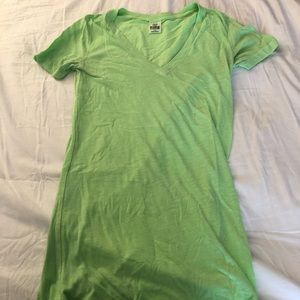 VICTORIA SECRET PINK lime green v neck